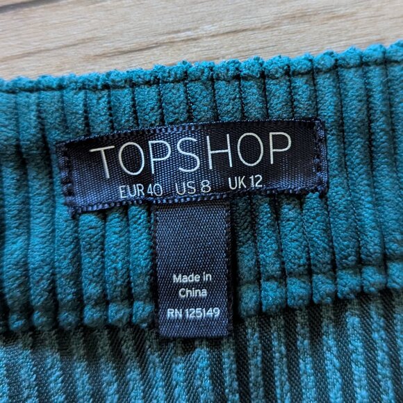 Topshop Green Ribbed Mini Skirt, 8 - Picture 3 of 5